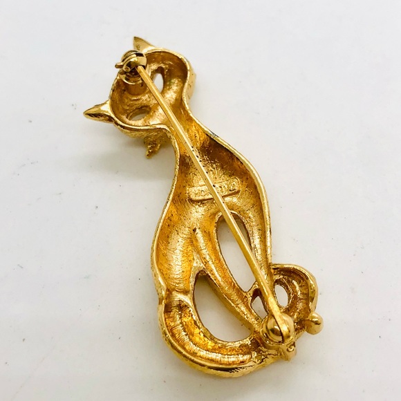 Vintage Signed Kitty Cat Figural Brooch - Picture 3 of 10